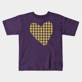 Yellow Cats Pattern in Heart Kids T-Shirt